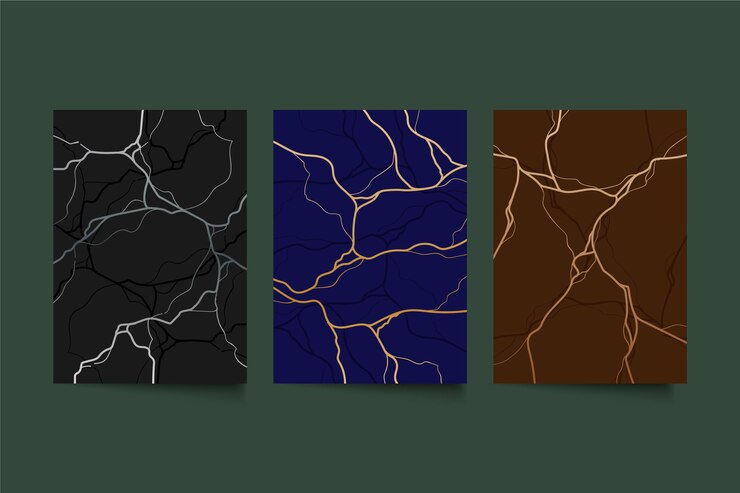 Vettore gratuito collezione di copertine kintsugi realistiche