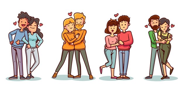 Collezione di coppie di San Valentino disegnata a mano