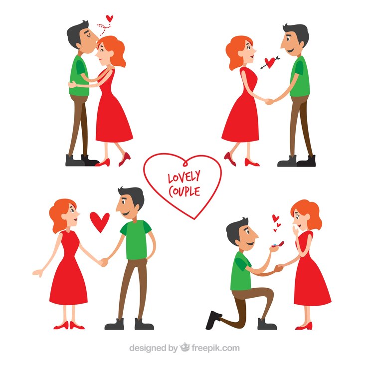Vettore gratuito collezione di coppie di san valentino