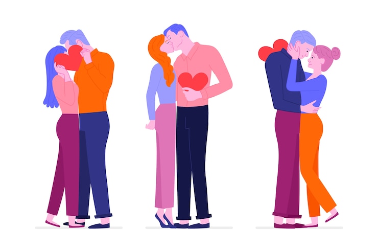 Vettore gratuito collezione di coppie di san valentino