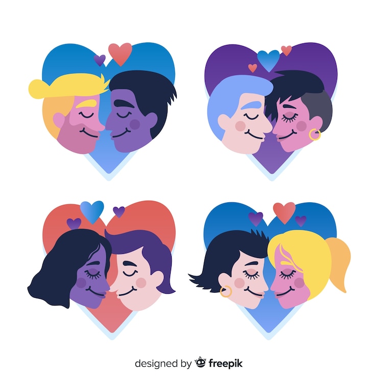 Vettore gratuito collezione di coppie per san valentino