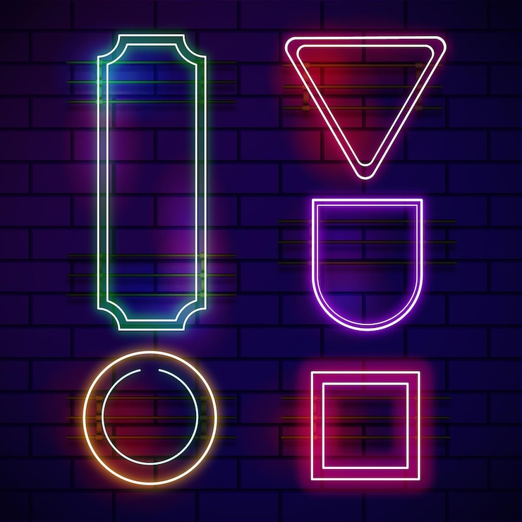 Vettore gratuito collezione di cornici al neon