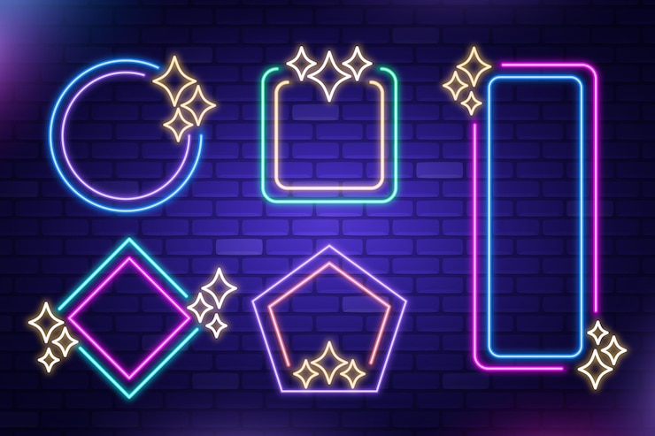 Vettore gratuito collezione di cornici al neon
