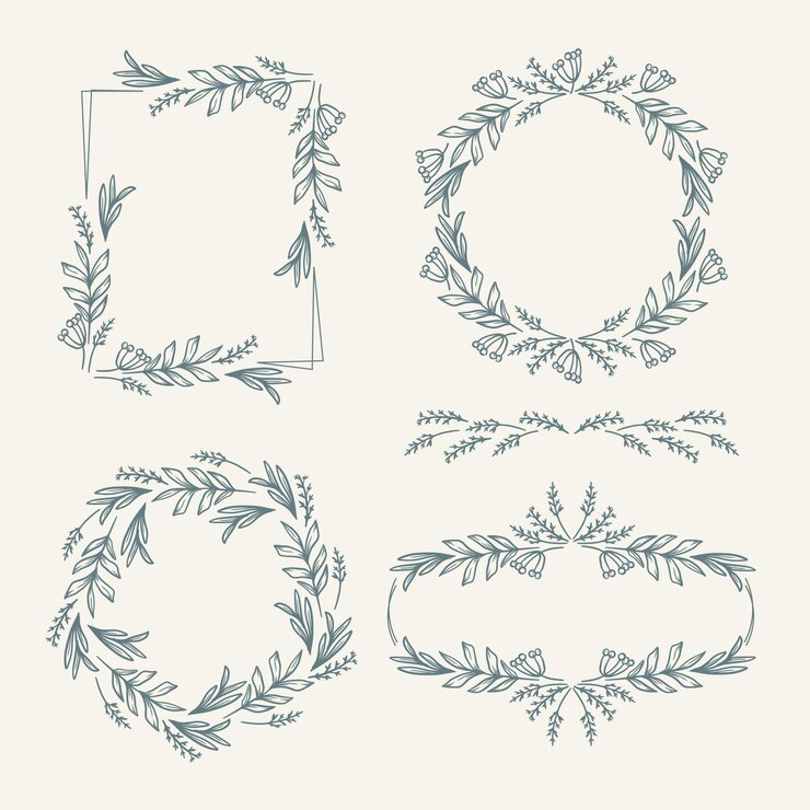 Vettore gratuito collezione di cornici floreali disegnate a mano