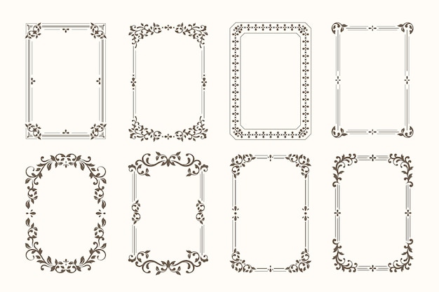 Collezione di cornici ornamentali calligrafiche