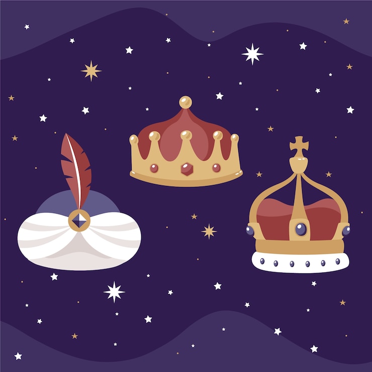 Vettore gratuito collezione di corone reyes magos piatte