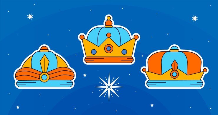 Vettore gratuito collezione di corone reyes magos piatte
