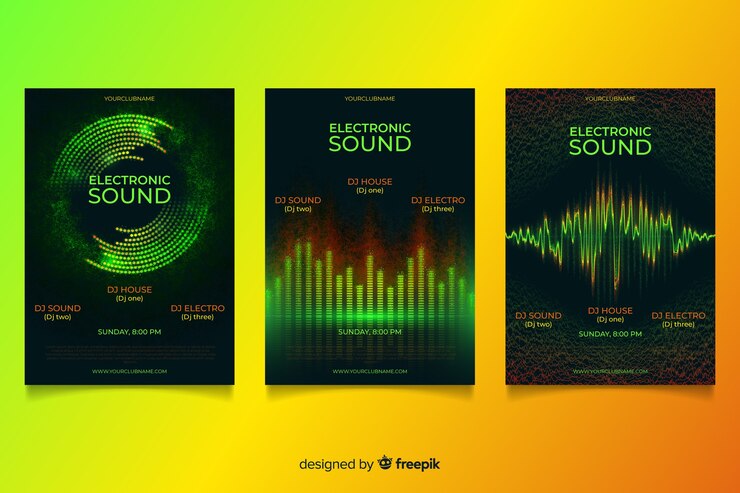 Vettore gratuito collezione di cover audio wave