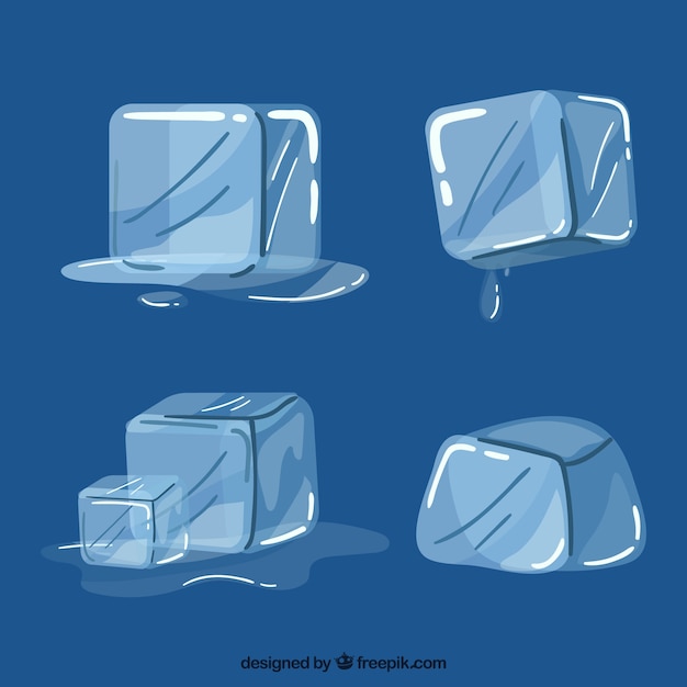 Collezione di cubetti di ghiaccio con stile disegnato a mano