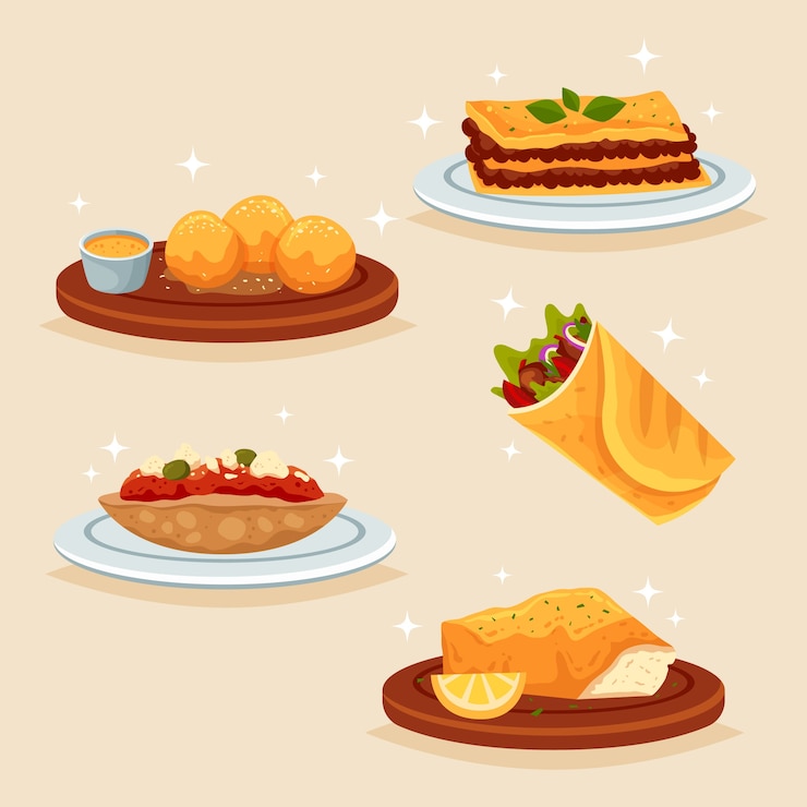 Vettore gratuito collezione di cucina greca disegnata a mano