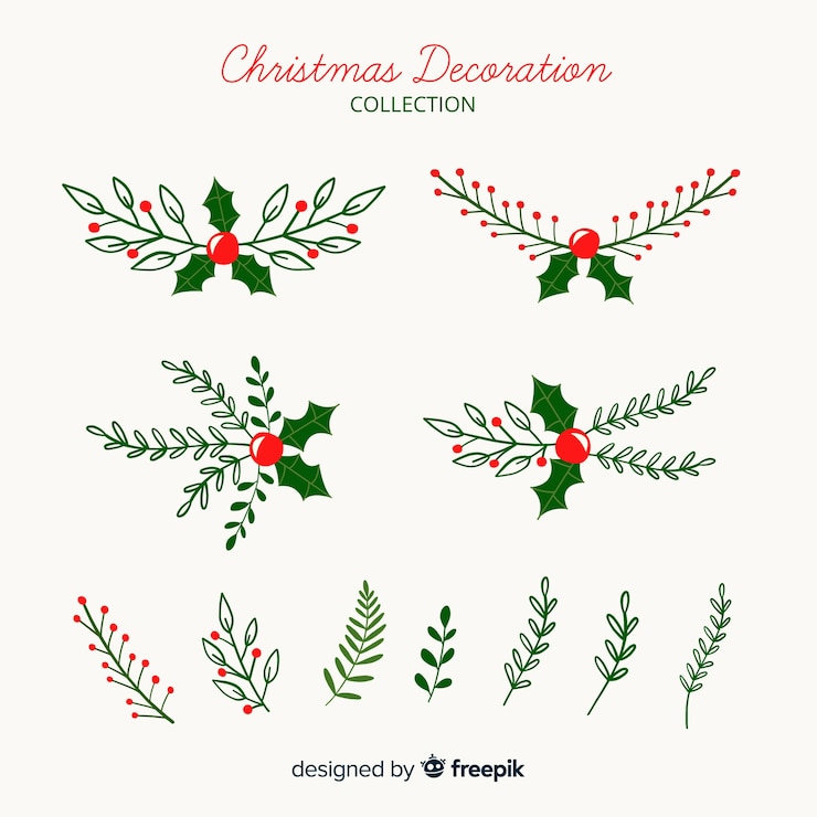 Vettore gratuito collezione di decorazioni natalizie