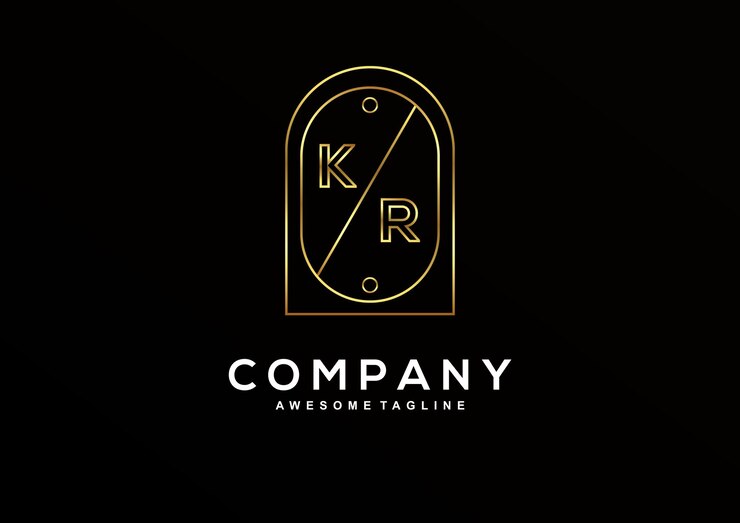 Vettore gratuito collezione di design del logo kr di lusso per l'identità aziendale di branding