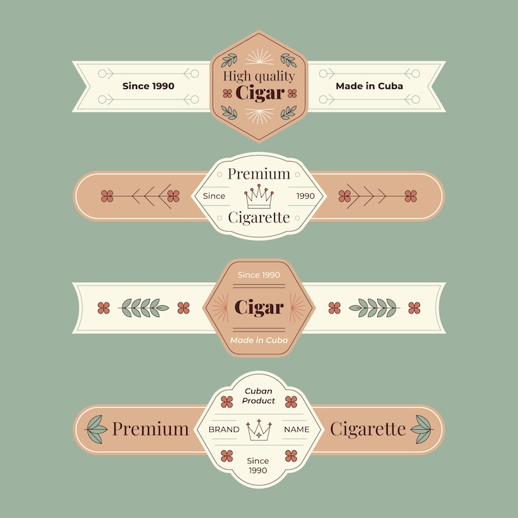 Vettore gratuito collezione di design di etichette per sigari