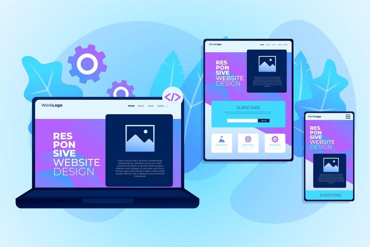 Vettore gratuito collezione di design di siti web reattivi realistici