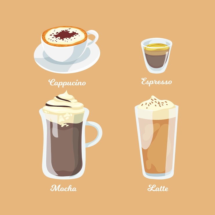 Vettore gratuito collezione di design di tipi di caffè