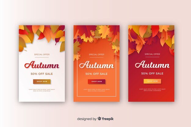 Collezione di design piatto di vendita autunno banner