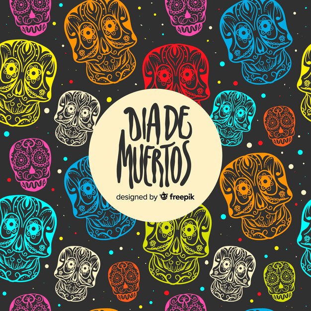 Collezione di día de muertos modello disegnato a mano colorata