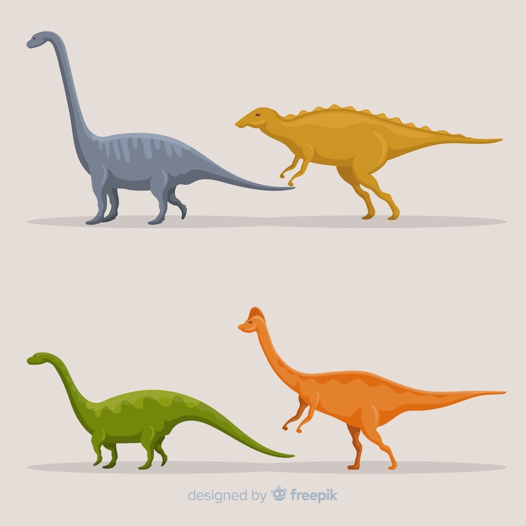 Vettore gratuito collezione di dinosauri piatti