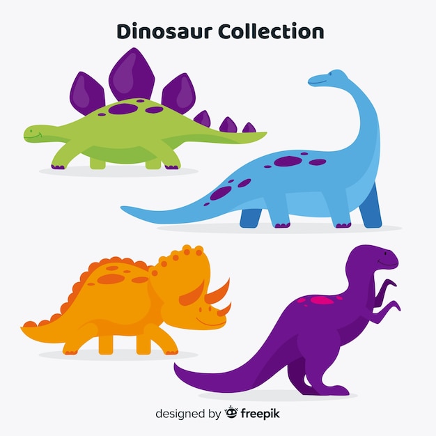 Collezione di dinosauri piatti
