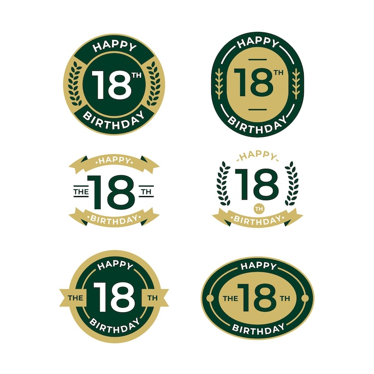 Vettore gratuito collezione di distintivi del 18 ° compleanno