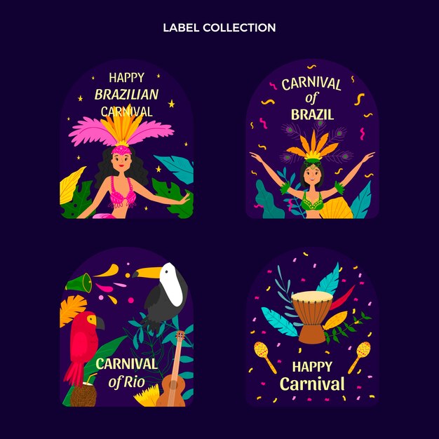 Collezione di distintivi di carnevale piatto