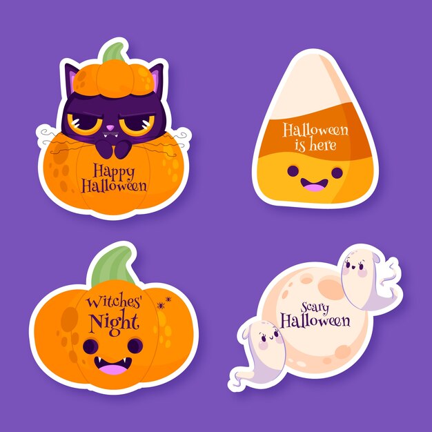 Collezione di distintivi disegnati a mano per la celebrazione della stagione di halloween