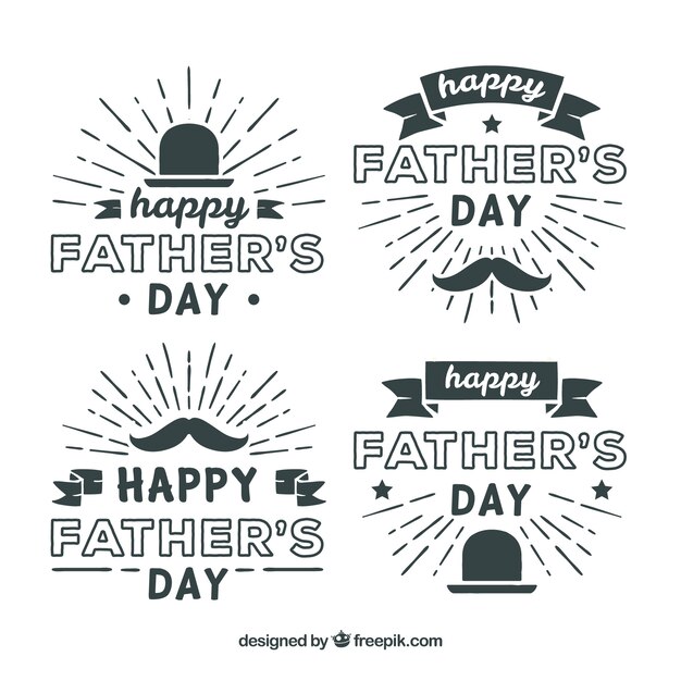 Collezione di distintivi festa del papà in stile piatto