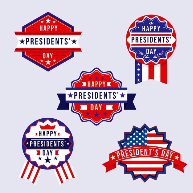 Collezione di distintivi per il giorno dei presidenti piatti