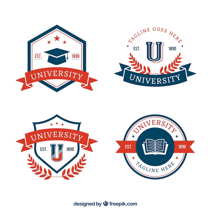 Vettore gratuito collezione di distintivi universitari
