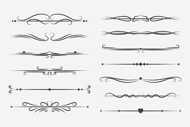 Collezione di divisori ornamentali calligrafici