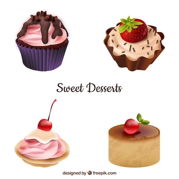 Collezione di dolci da dessert in stile realistico