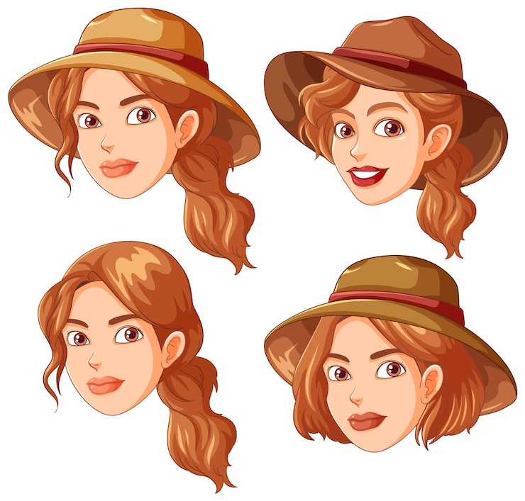 Vettore gratuito collezione di donne con acconciature diverse