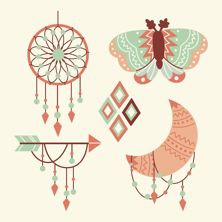 Vettore gratuito collezione di elementi boho