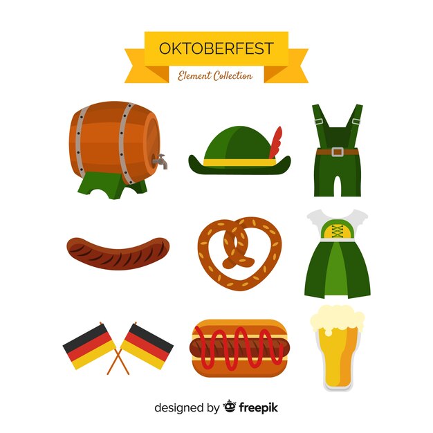 Collezione di elementi classici Oktoberfest con design piatto