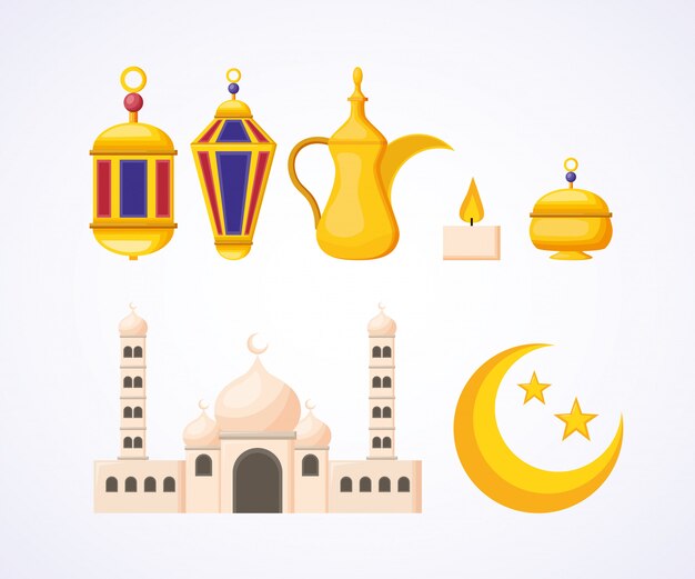 Collezione di elementi del Ramadan