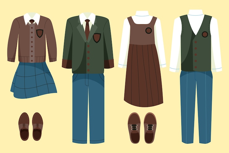 Vettore gratuito collezione di elementi dell'uniforme scolastica disegnata a mano