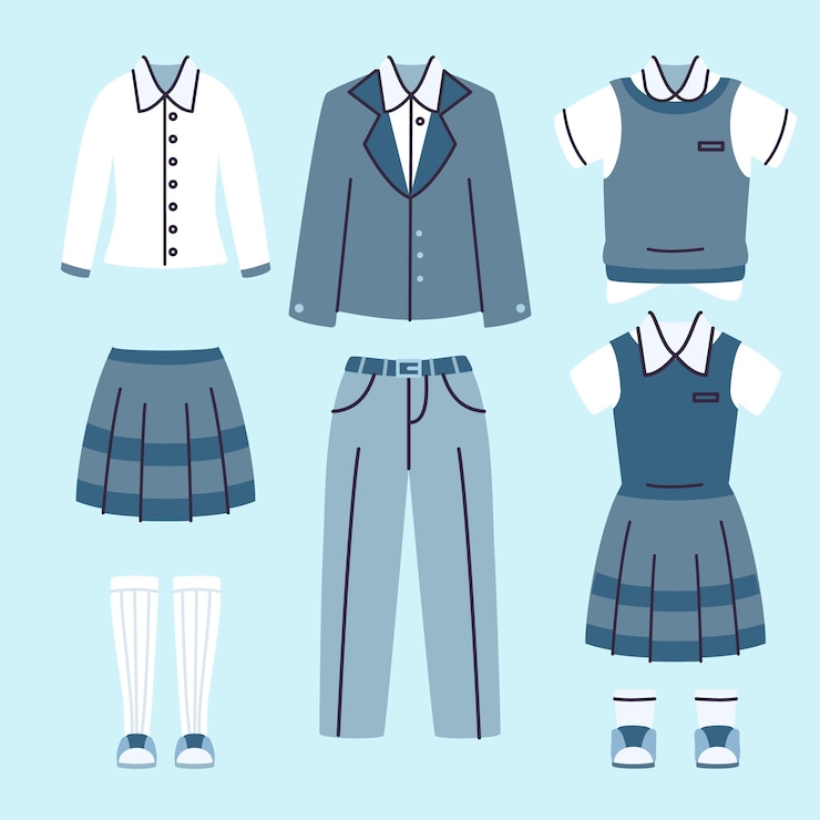 Vettore gratuito collezione di elementi dell'uniforme scolastica disegnata a mano