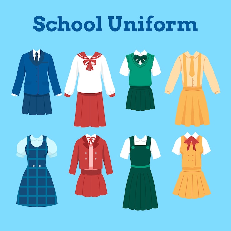 Vettore gratuito collezione di elementi dell'uniforme scolastica disegnata a mano