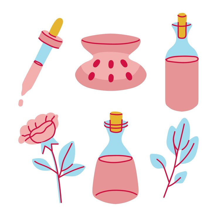 Vettore gratuito collezione di elementi di aromaterapia disegnati a mano