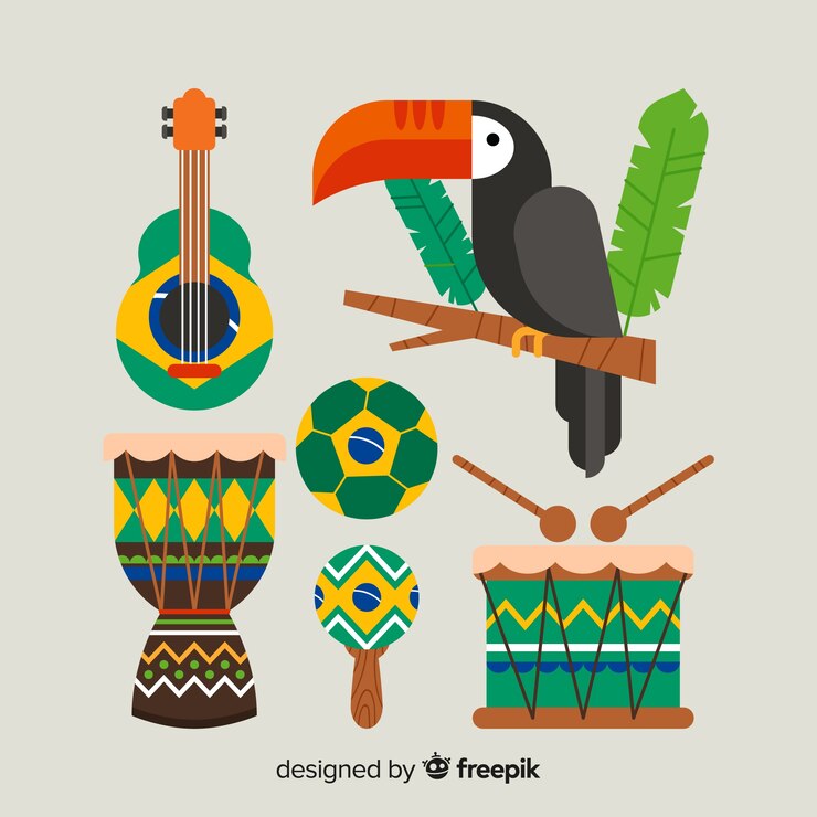 Vettore gratuito collezione di elementi di carnevale brasiliano