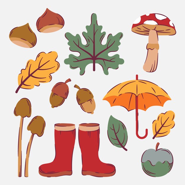 Collezione di elementi di celebrazione autunnale piatta