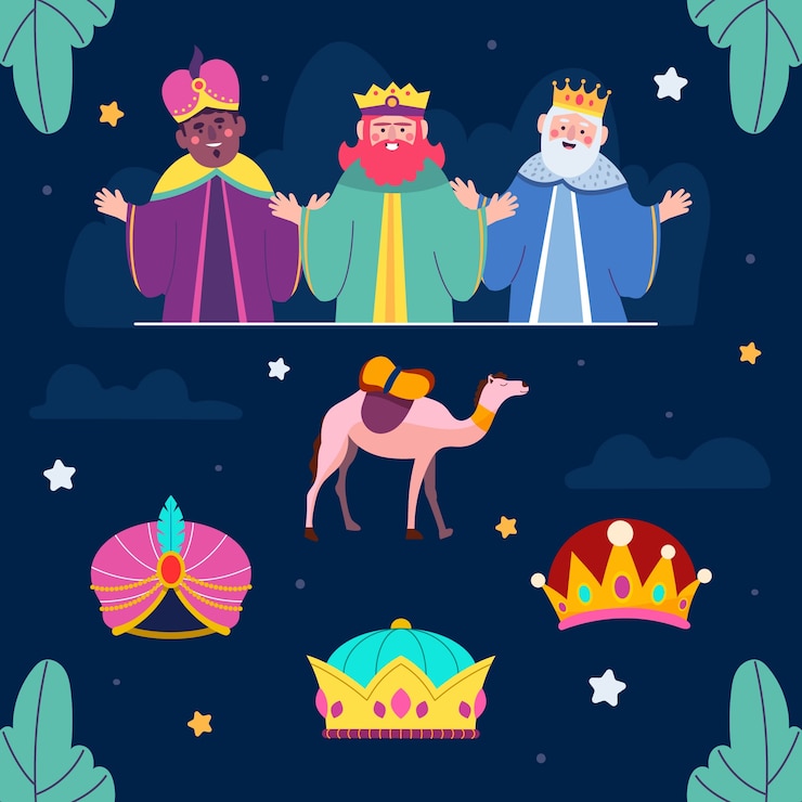 Vettore gratuito collezione di elementi di design piatti per reyes magos