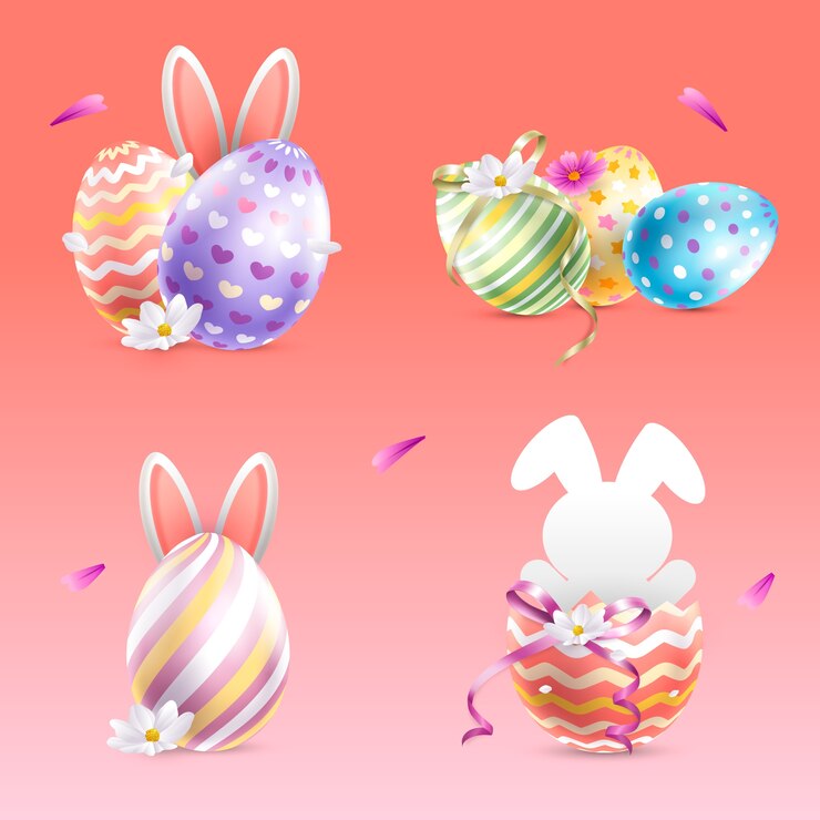 Vettore gratuito collezione di elementi di design realistici per le vacanze di pasqua.