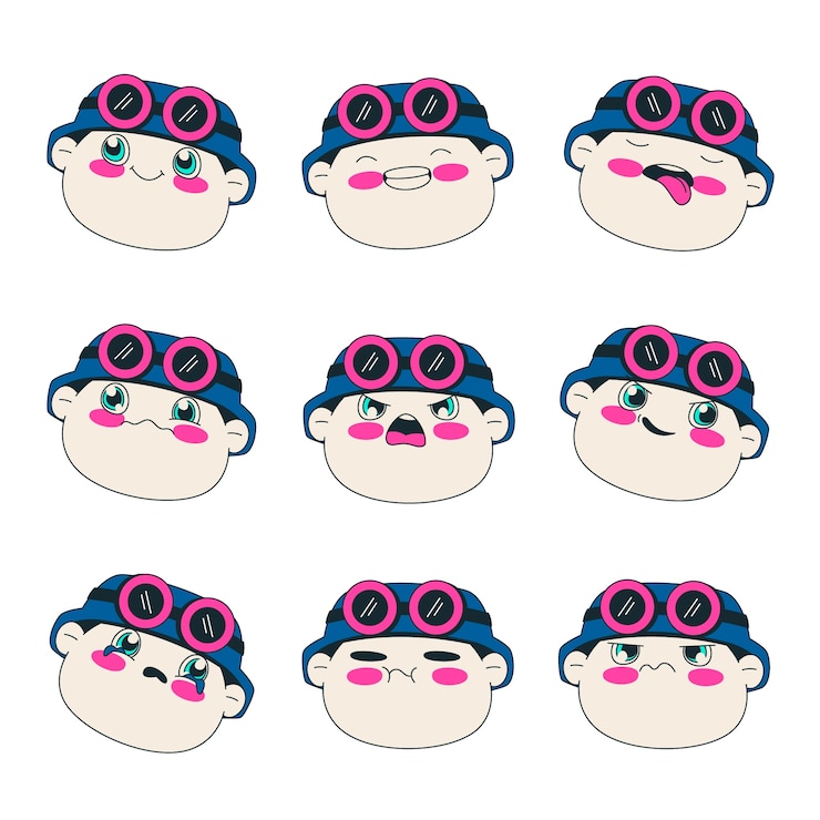Vettore gratuito collezione di elementi di emote disegnati a mano