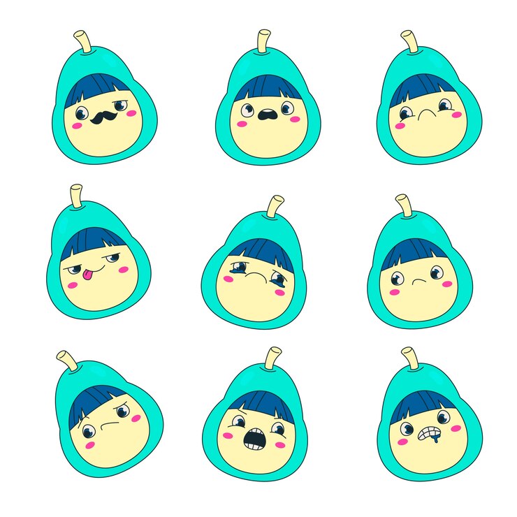 Vettore gratuito collezione di elementi di emote disegnati a mano