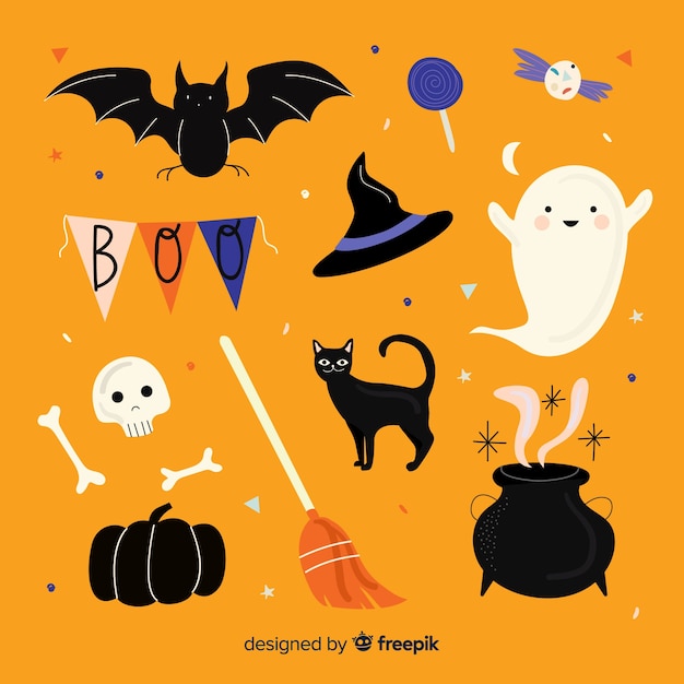 Collezione di elementi di halloween disegnati a mano