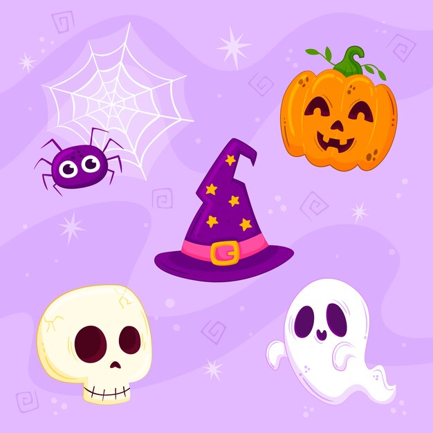 Collezione di elementi di halloween disegnati a mano