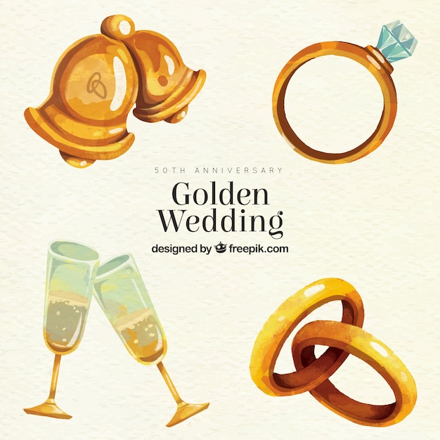 Collezione di elementi di nozze d&#39;oro