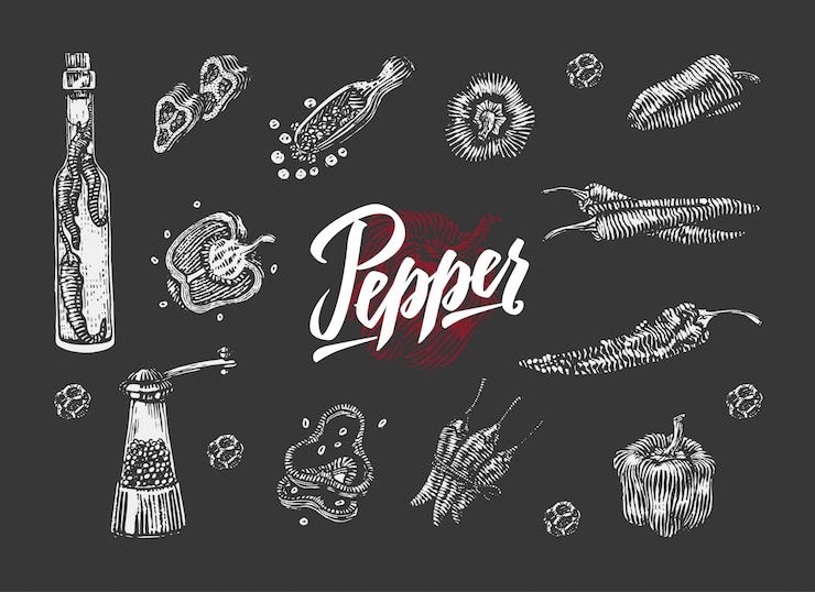 Vettore gratuito collezione di elementi di peperoncino