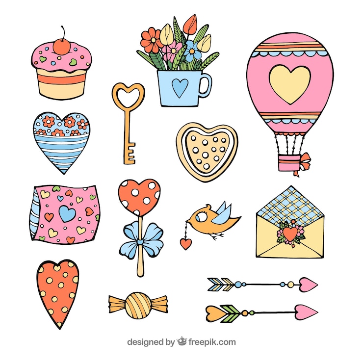 Vettore gratuito collezione di elementi di san valentino